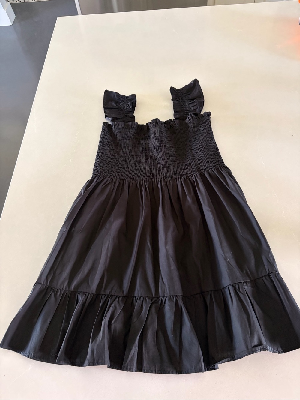 Few Moda Black Smocked Mini Dress with Ruffle Straps